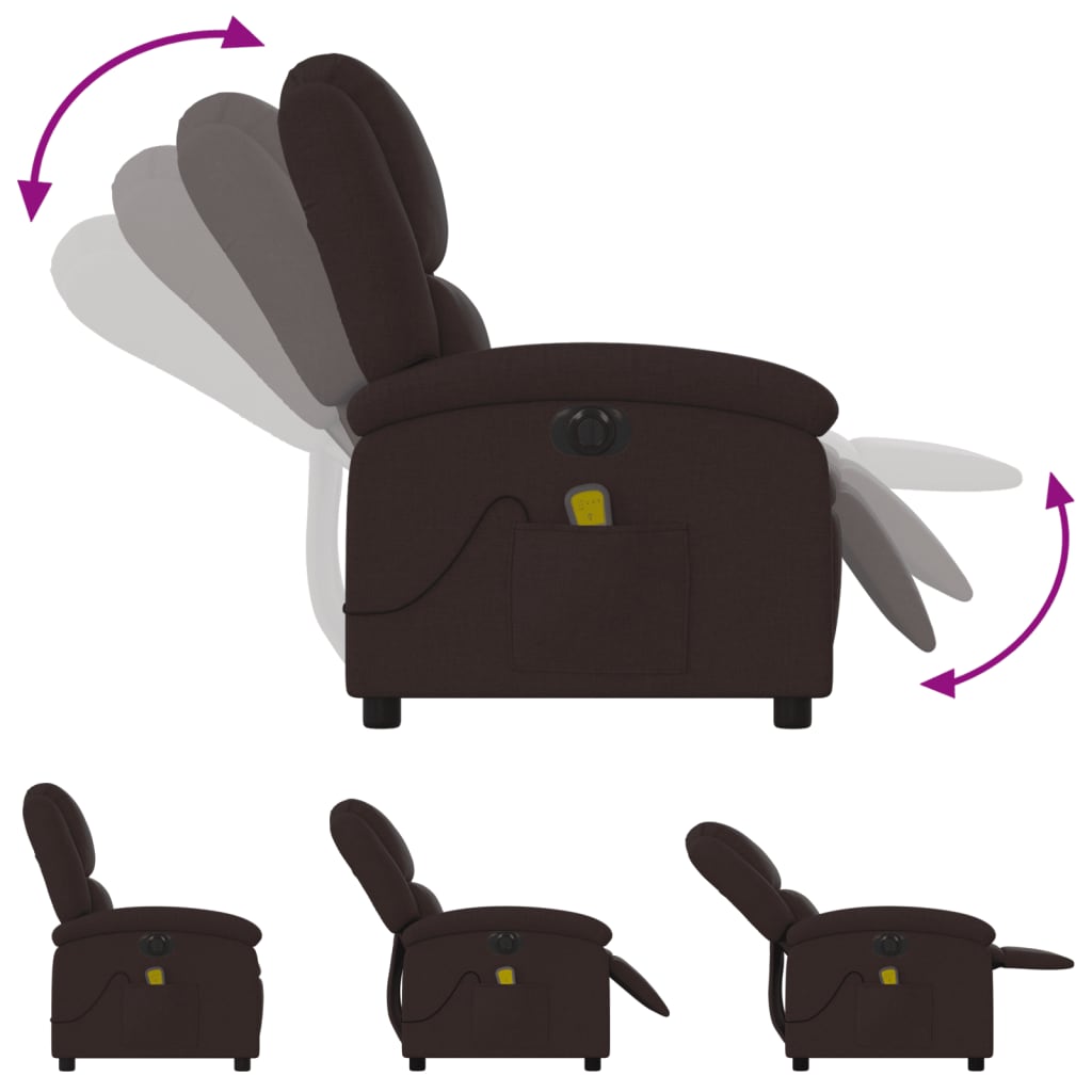 Fauteuil de massage électrique en tissu marron foncé