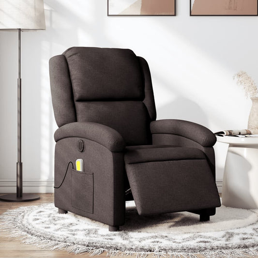 Fauteuil de massage électrique en tissu marron foncé