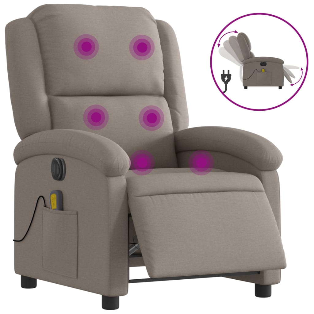 Fauteuil de massage électrique en tissu taupe