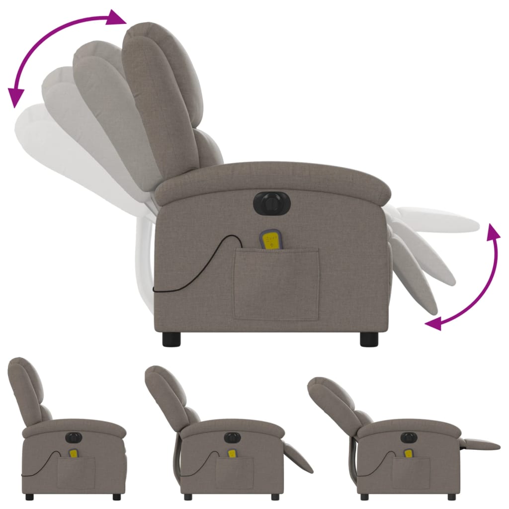 Fauteuil de massage électrique en tissu taupe