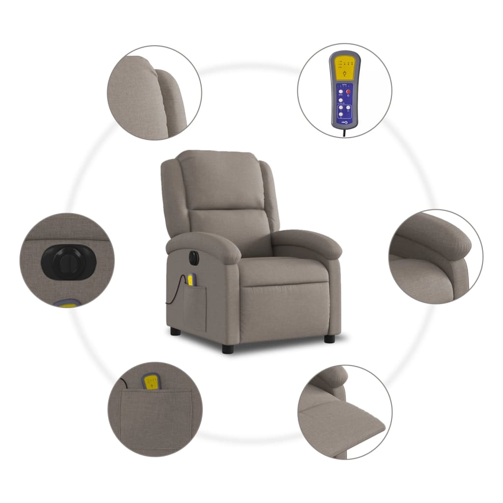 Fauteuil de massage électrique en tissu taupe