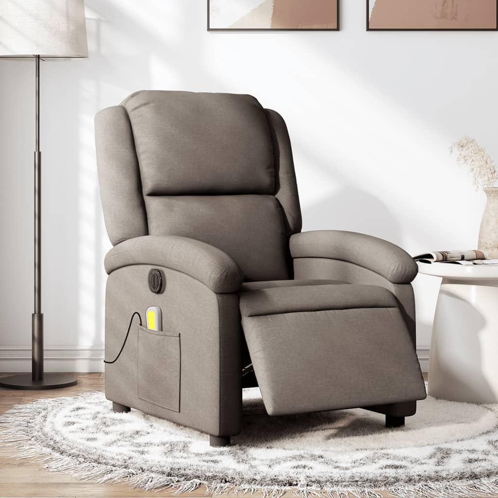 Fauteuil de massage électrique en tissu taupe