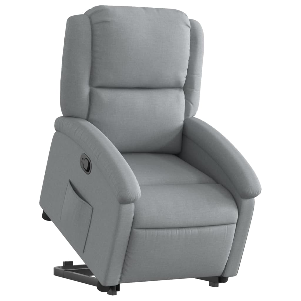 Fauteuil relax avec aide à la verticalisation en tissu gris clair
