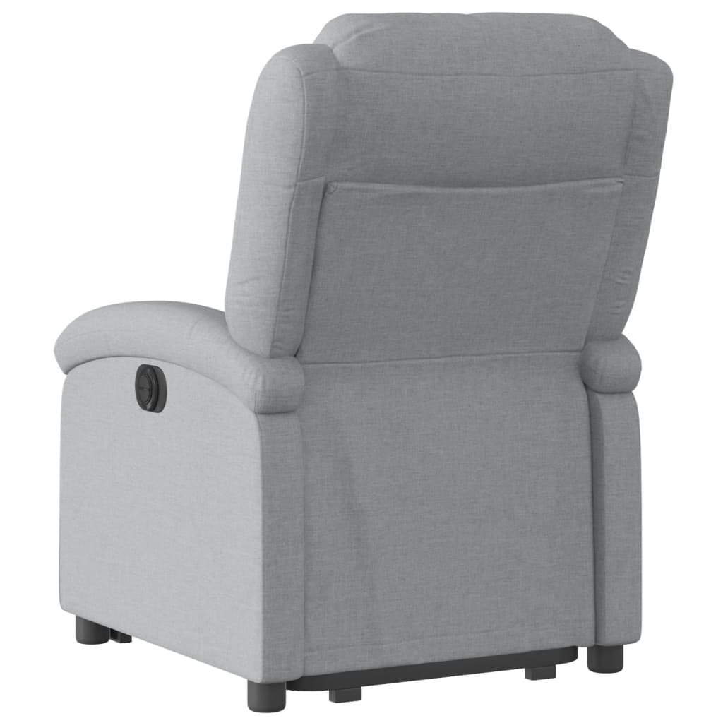 Fauteuil relax avec aide à la verticalisation en tissu gris clair
