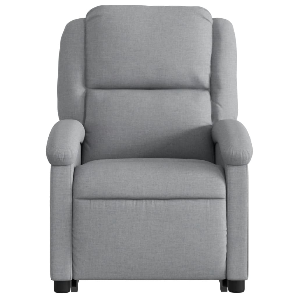 Fauteuil relax avec aide à la verticalisation en tissu gris clair