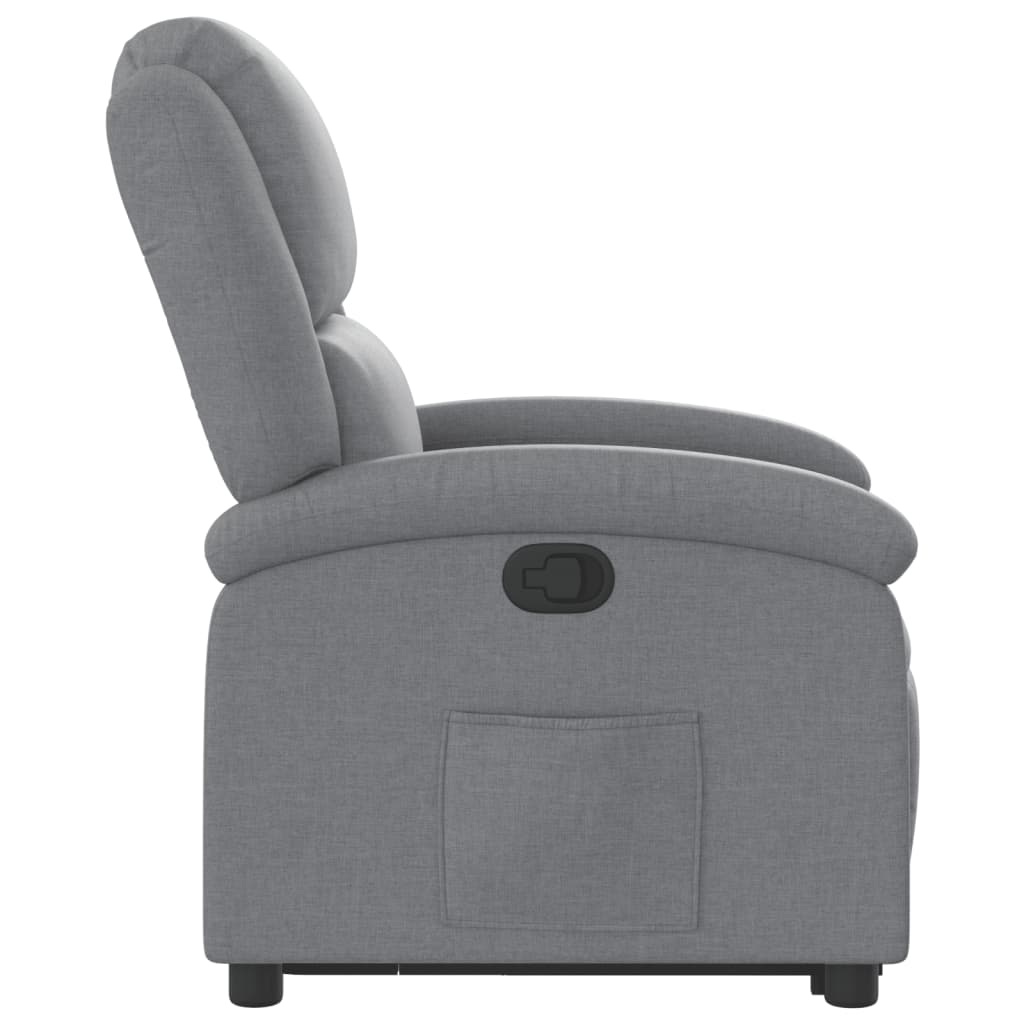Fauteuil relax avec aide à la verticalisation en tissu gris clair