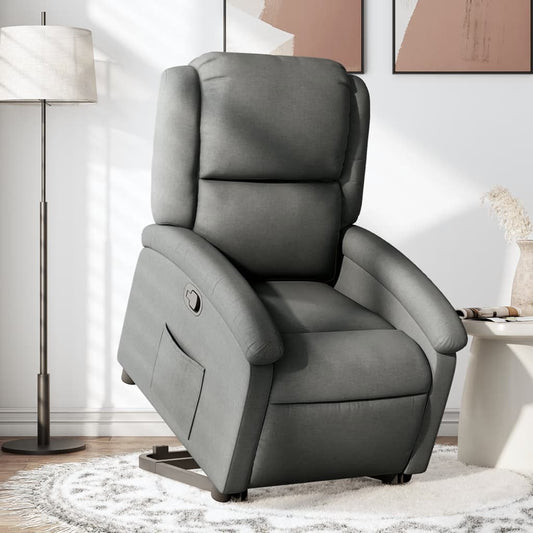 Fauteuil relax avec aide à la verticalisation en tissu gris foncé
