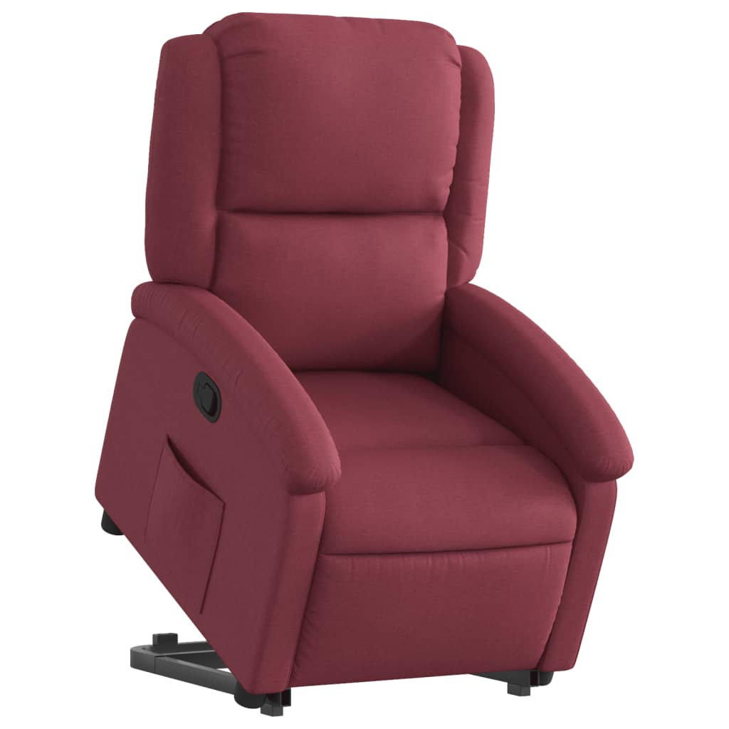 Fauteuil relax avec aide à la verticalisation en tissu rouge vin
