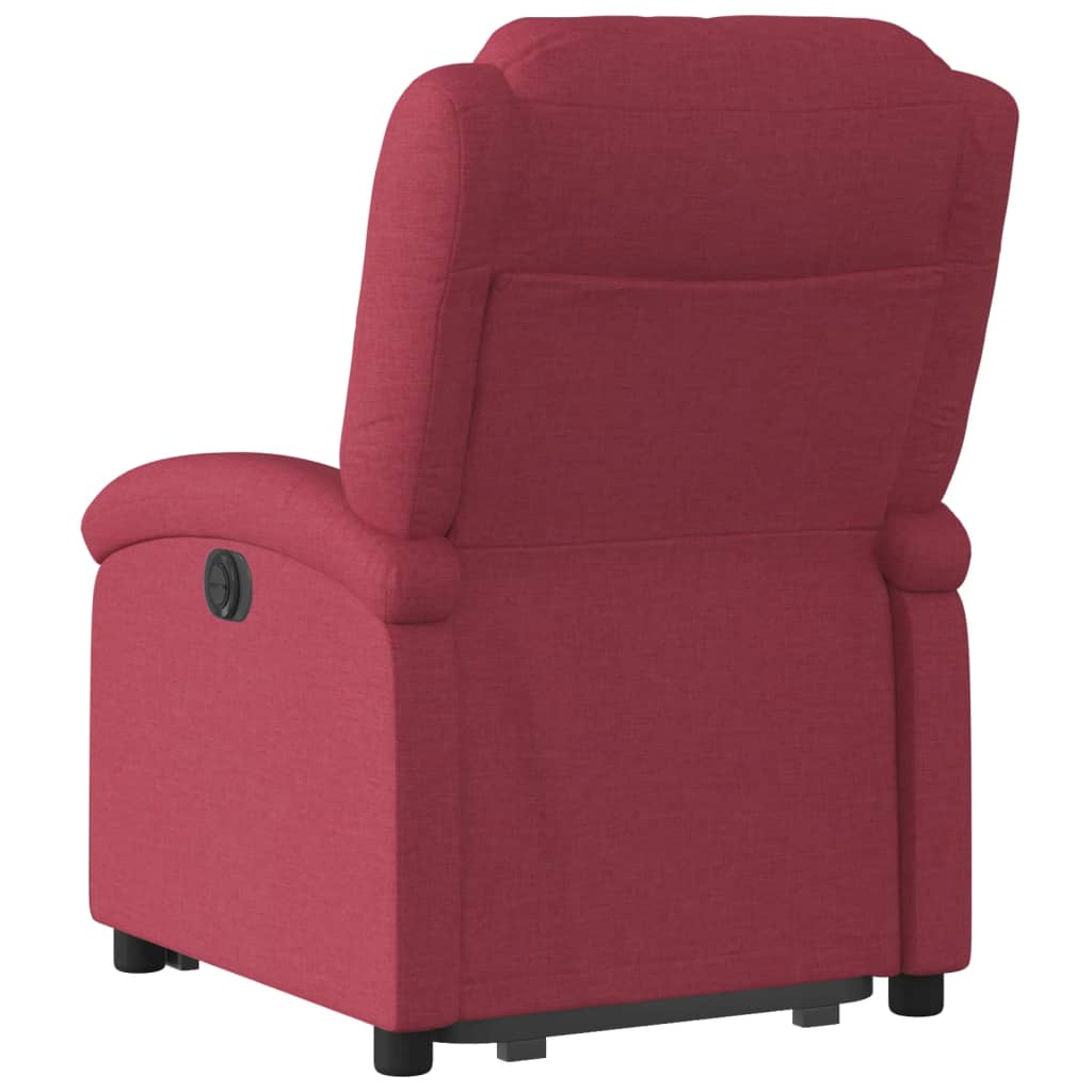 Fauteuil relax avec aide à la verticalisation en tissu rouge vin