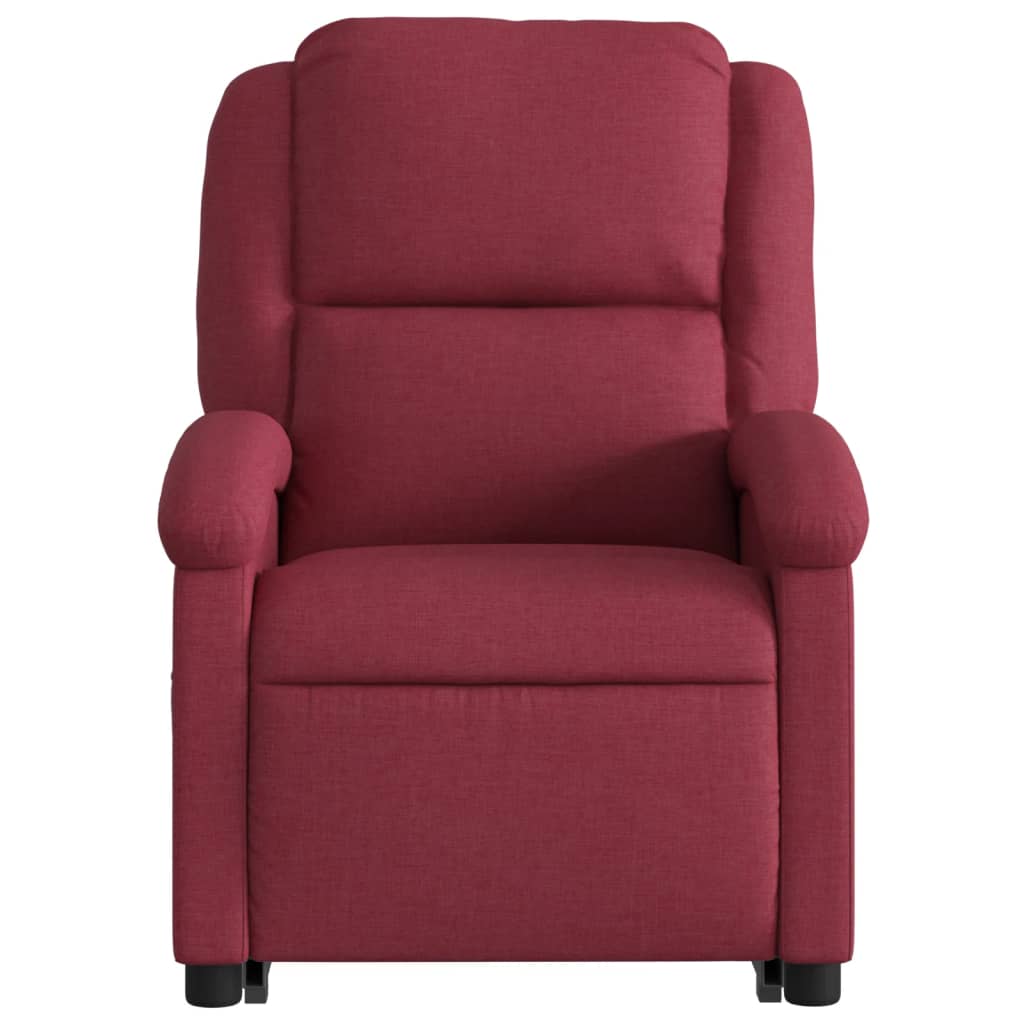 Fauteuil relax avec aide à la verticalisation en tissu rouge vin