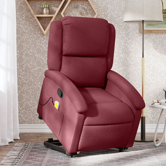Fauteuil relax avec aide à la verticalisation en tissu rouge vin
