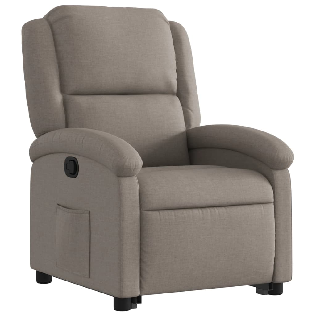 Relaxing chair with stand-up aid taupe fabric