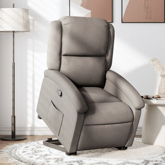 Relaxing chair with stand-up aid taupe fabric