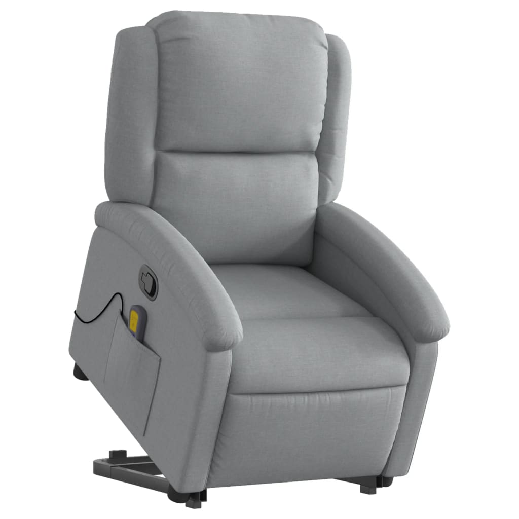 Fauteuil de massage avec aide à la verticalisation en tissu gris clair