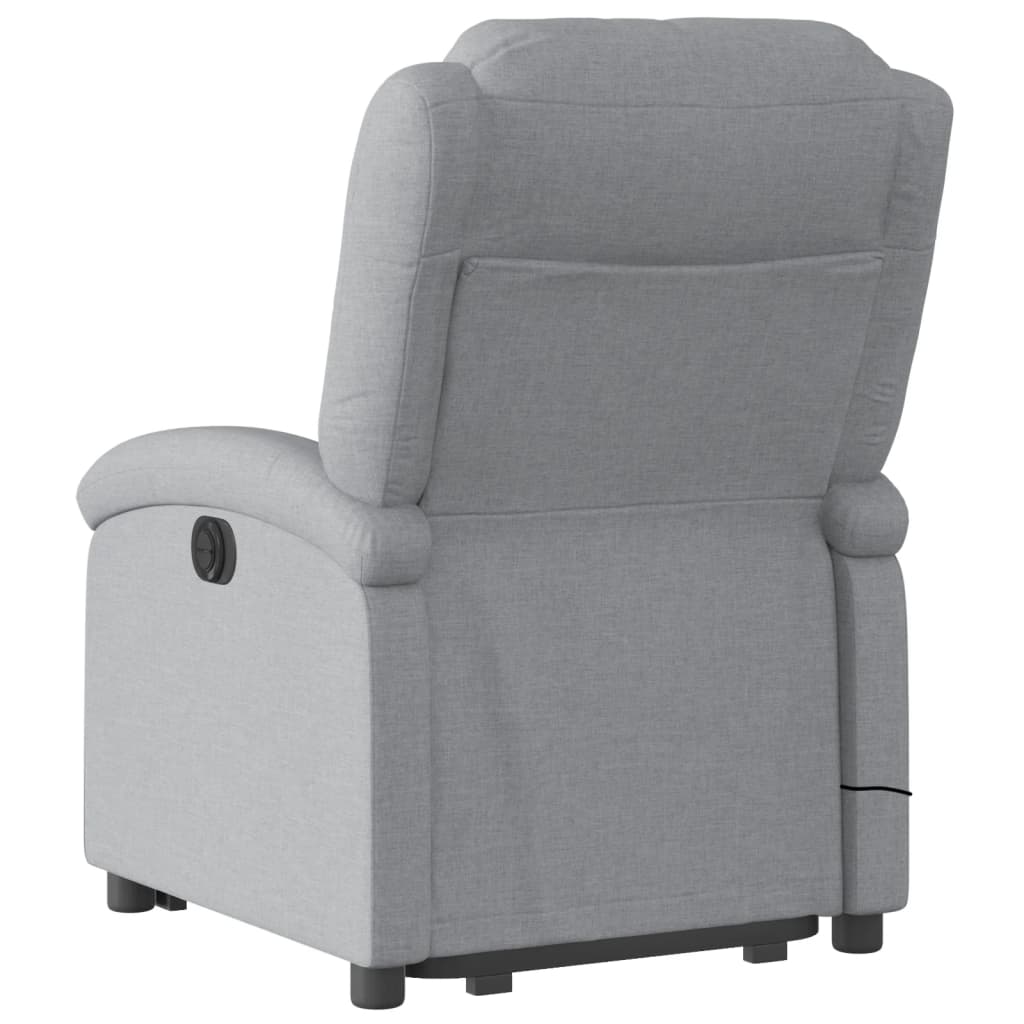 Fauteuil de massage avec aide à la verticalisation en tissu gris clair