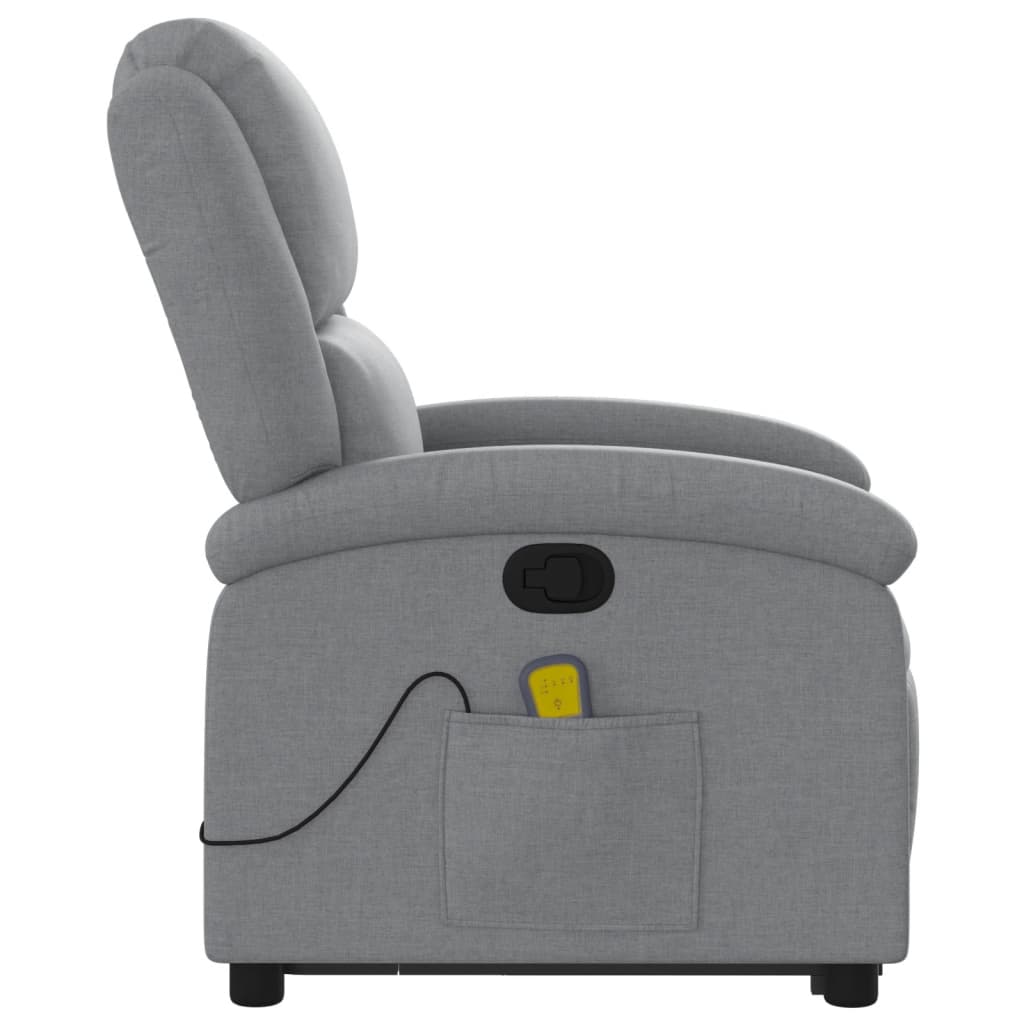 Fauteuil de massage avec aide à la verticalisation en tissu gris clair