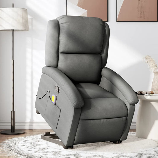 Fauteuil de massage avec aide au verticalisation en tissu gris foncé