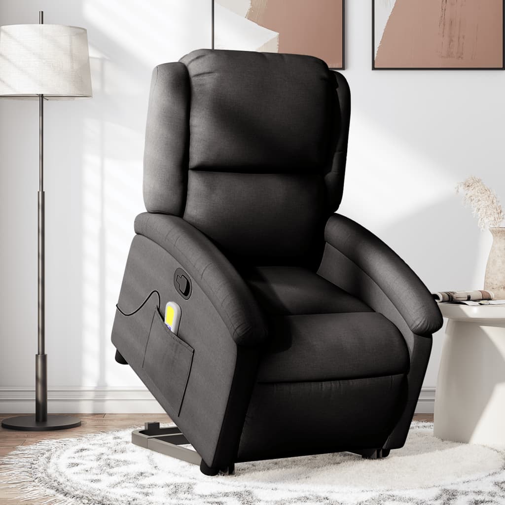 Fauteuil de massage avec aide au verticalisation en tissu noir