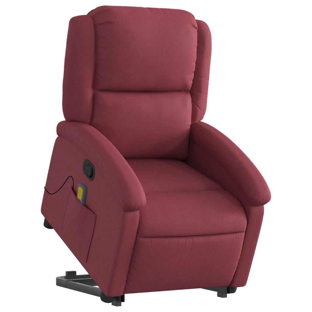 Fauteuil de massage avec aide à la verticalisation en tissu rouge vin