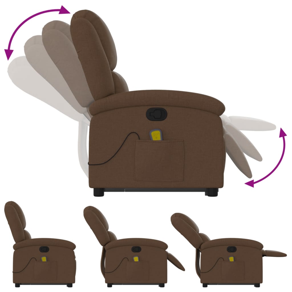Massage chair with stand-up aid brown fabric