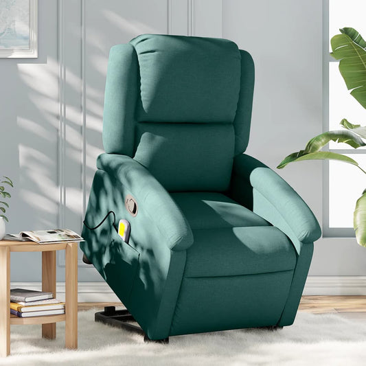 Fauteuil de massage avec aide à la verticalisation en tissu vert foncé