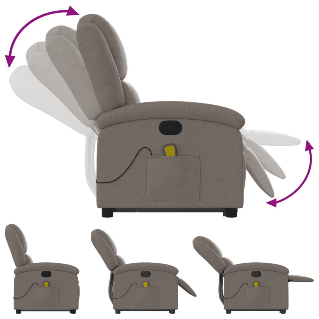 Fauteuil de massage avec aide au verticalisation en tissu taupe