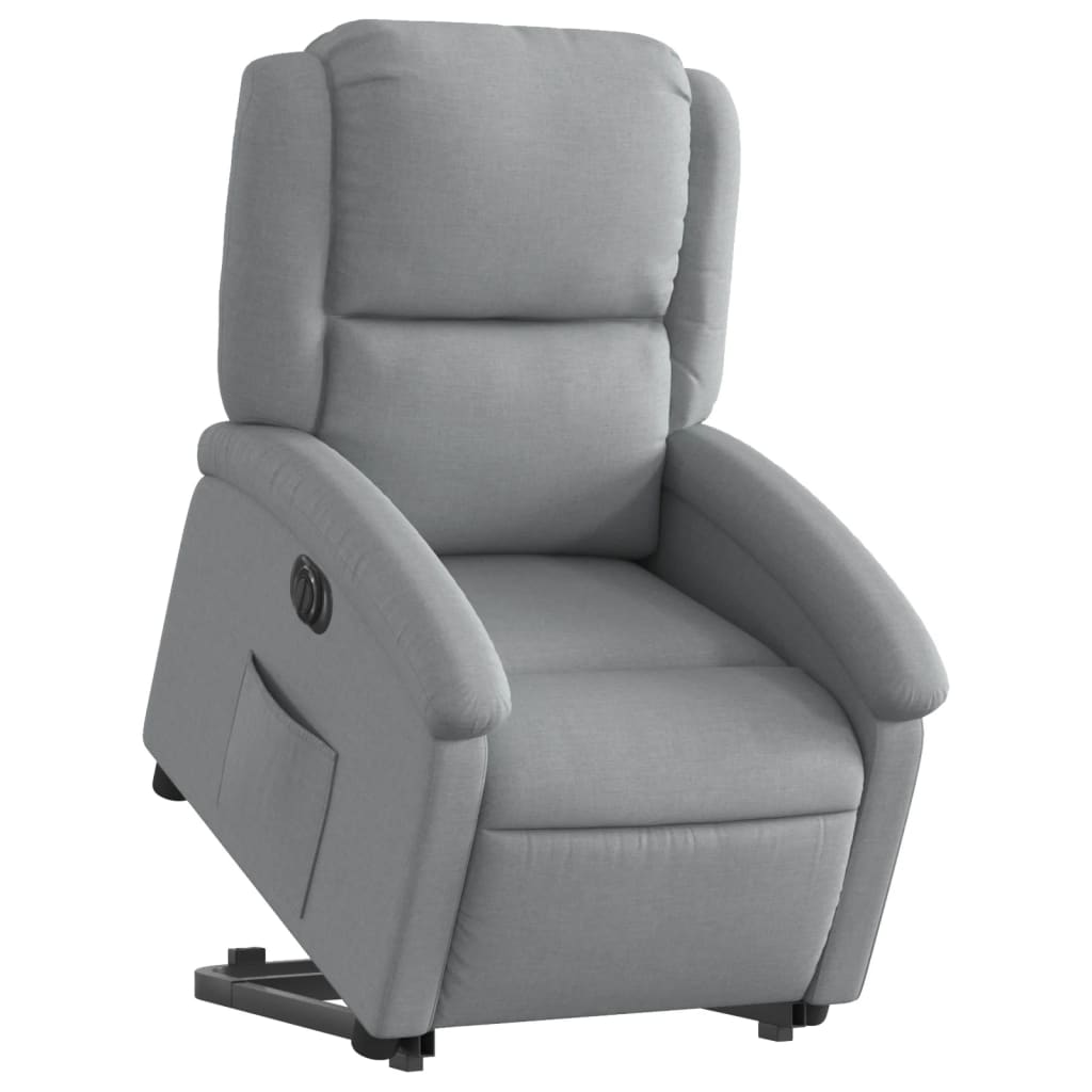 Fauteuil relax avec releveur électrique en tissu gris clair