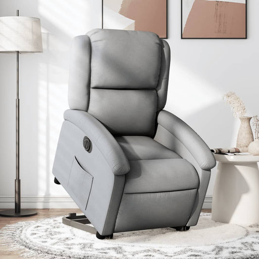 Fauteuil relax avec releveur électrique en tissu gris clair