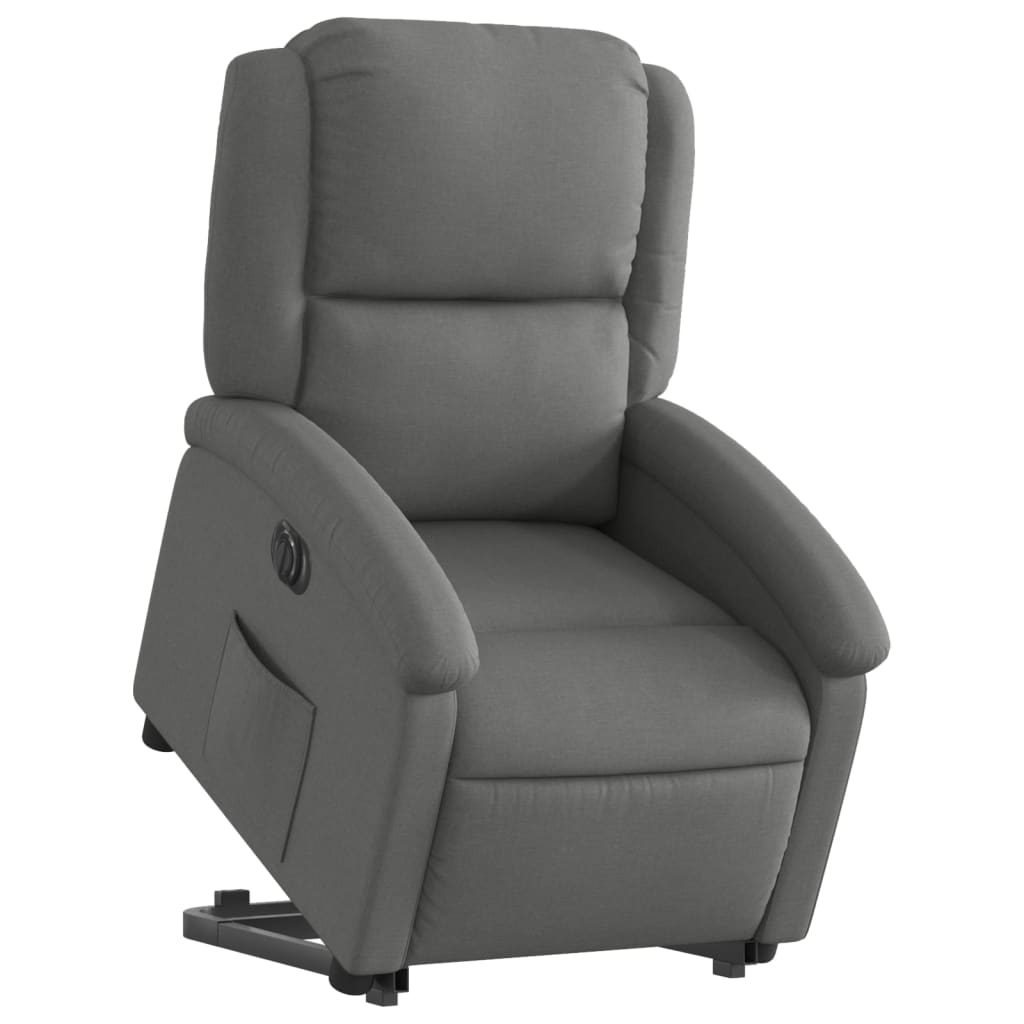 Relaxing chair with electric riser in dark grey fabric