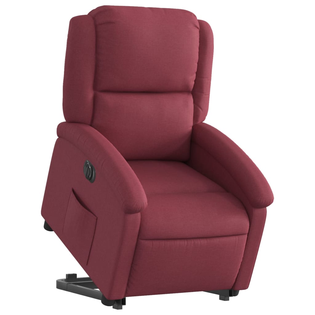 Fauteuil relax avec releveur électrique en tissu rouge vin