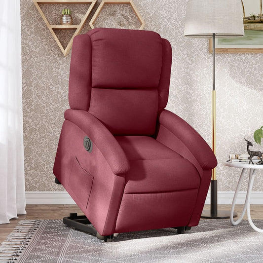 Fauteuil relax avec releveur électrique en tissu rouge vin