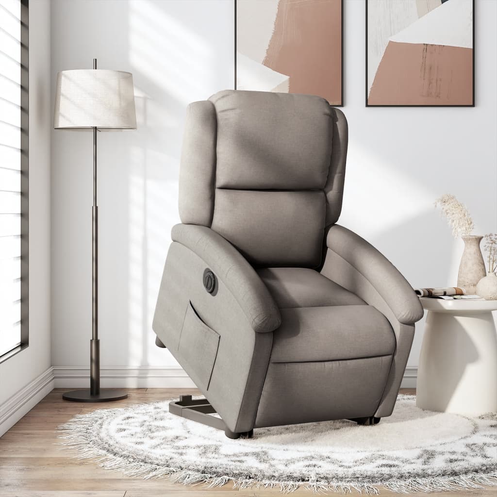 Relaxsessel mit Aufstehhilfe Elektrisch Taupe Stoff