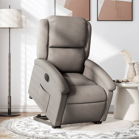 Fauteuil relax avec releveur électrique en tissu taupe
