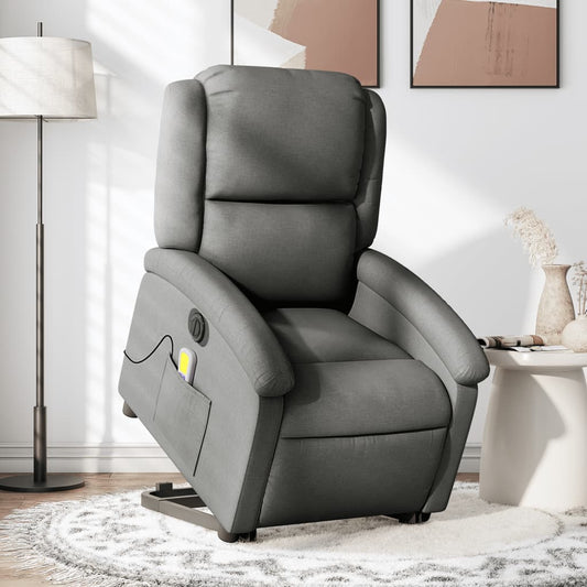 Fauteuil de massage électrique avec aide au verticalisation en tissu gris foncé