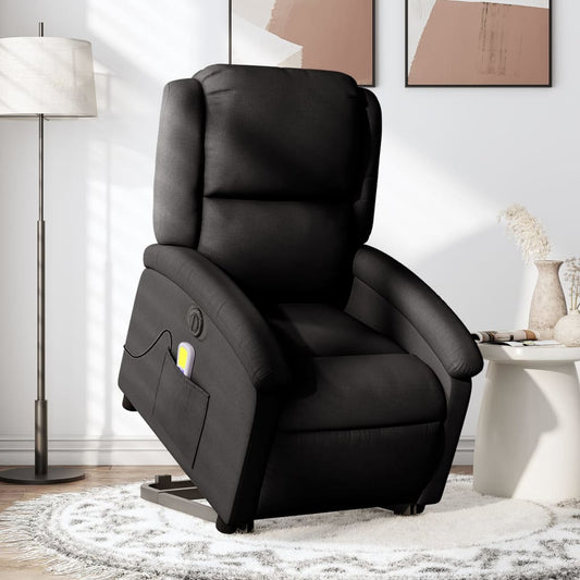 Fauteuil de massage électrique avec aide au verticalisation, tissu noir