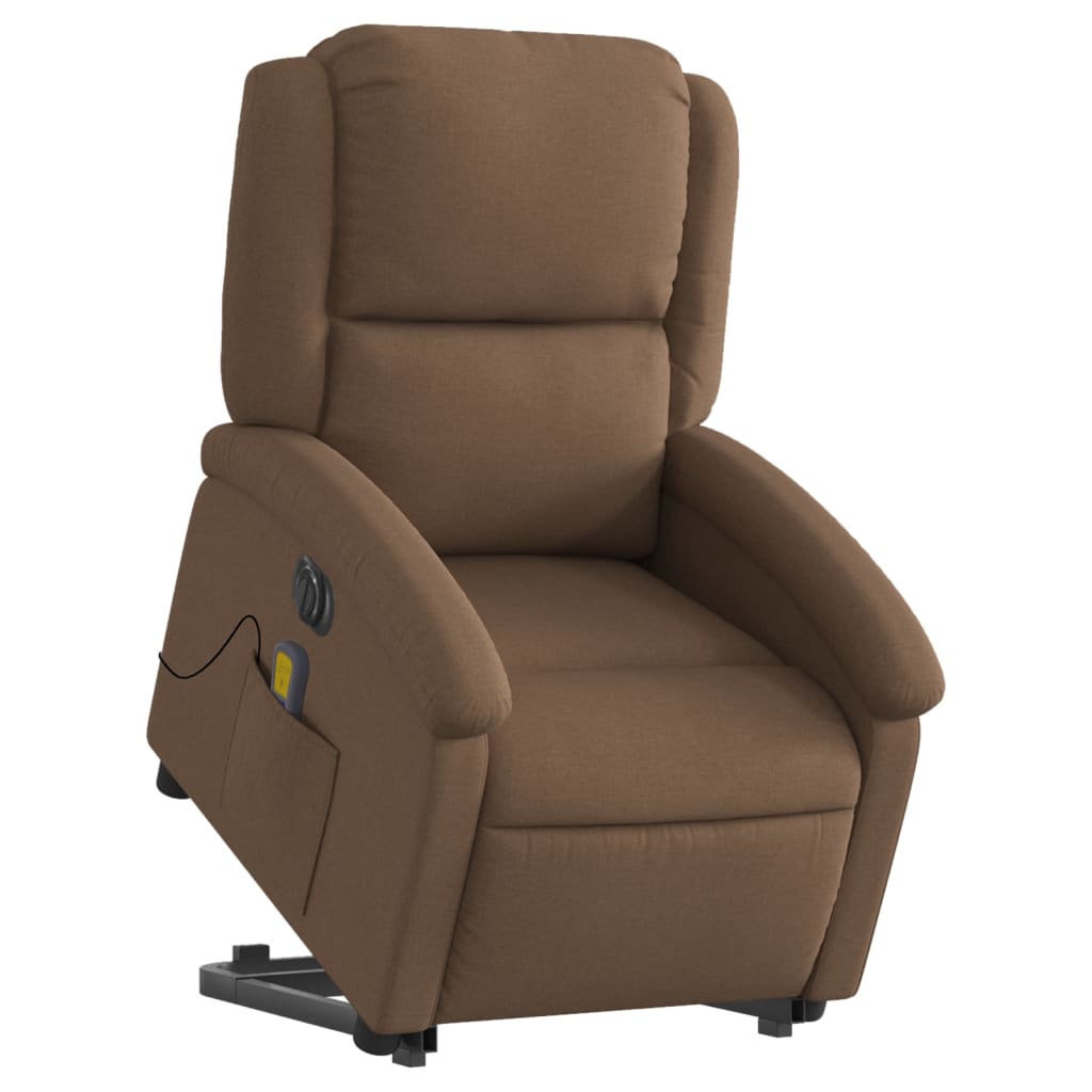 Fauteuil de massage électrique avec aide à la verticalisation en tissu marron