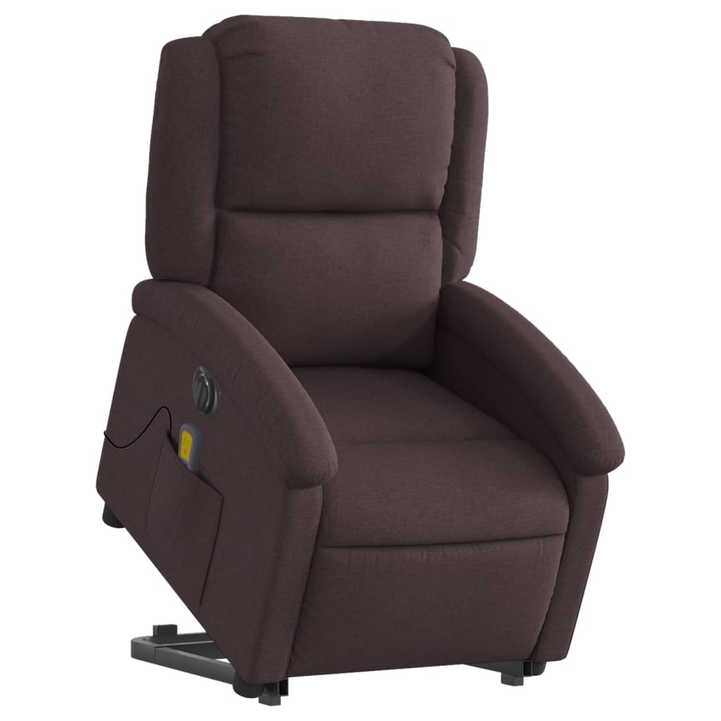 Fauteuil de massage électrique avec aide à la verticalisation, tissu marron foncé