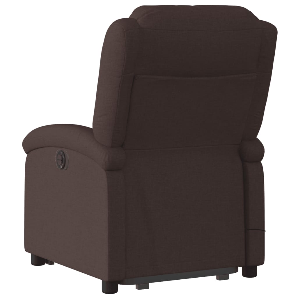 Fauteuil de massage électrique avec aide à la verticalisation, tissu marron foncé