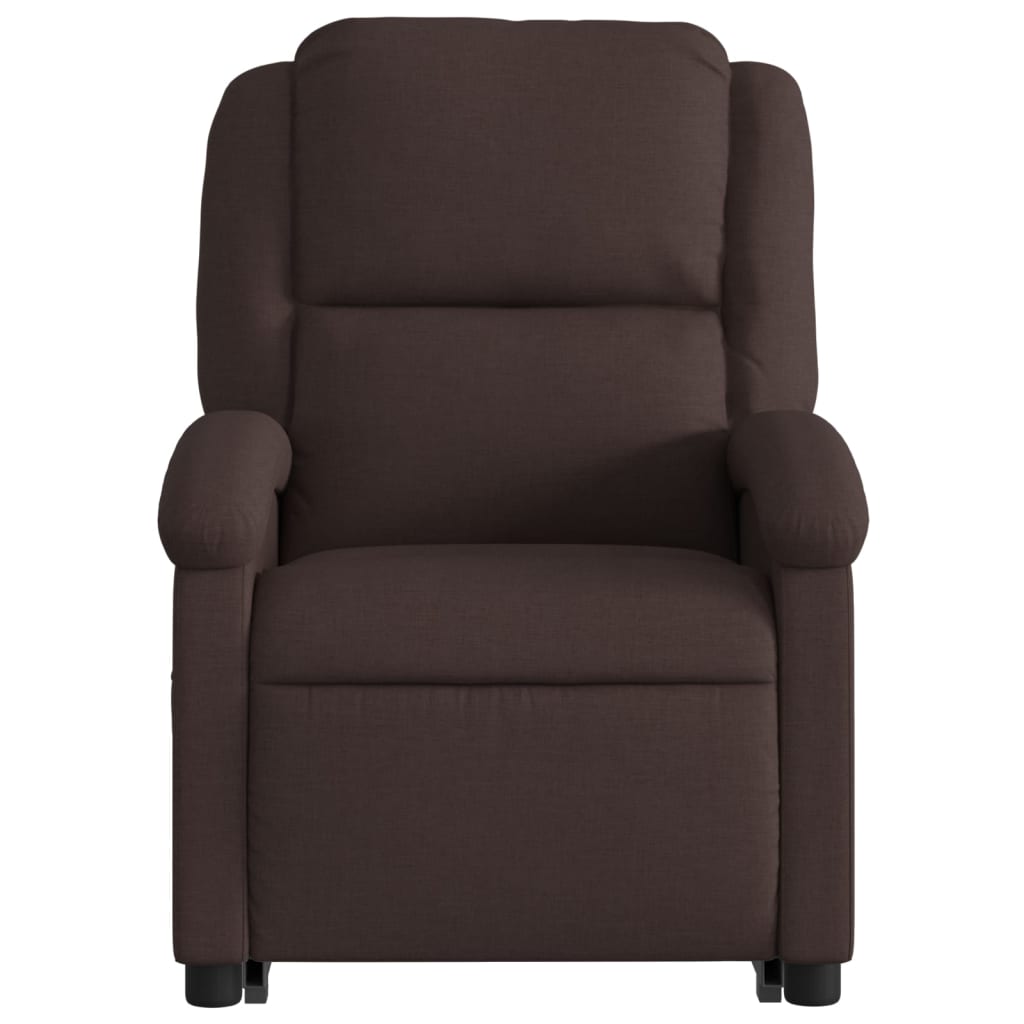Fauteuil de massage électrique avec aide à la verticalisation, tissu marron foncé