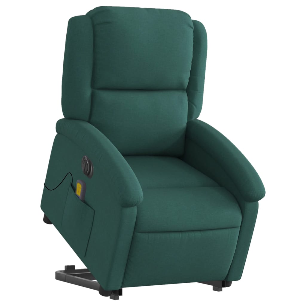 Fauteuil de massage électrique avec aide à la verticalisation en tissu vert foncé