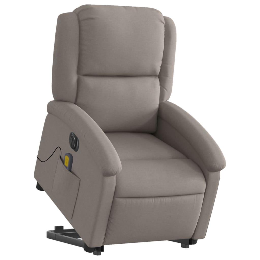Fauteuil de massage électrique avec aide au verticalisation en tissu taupe