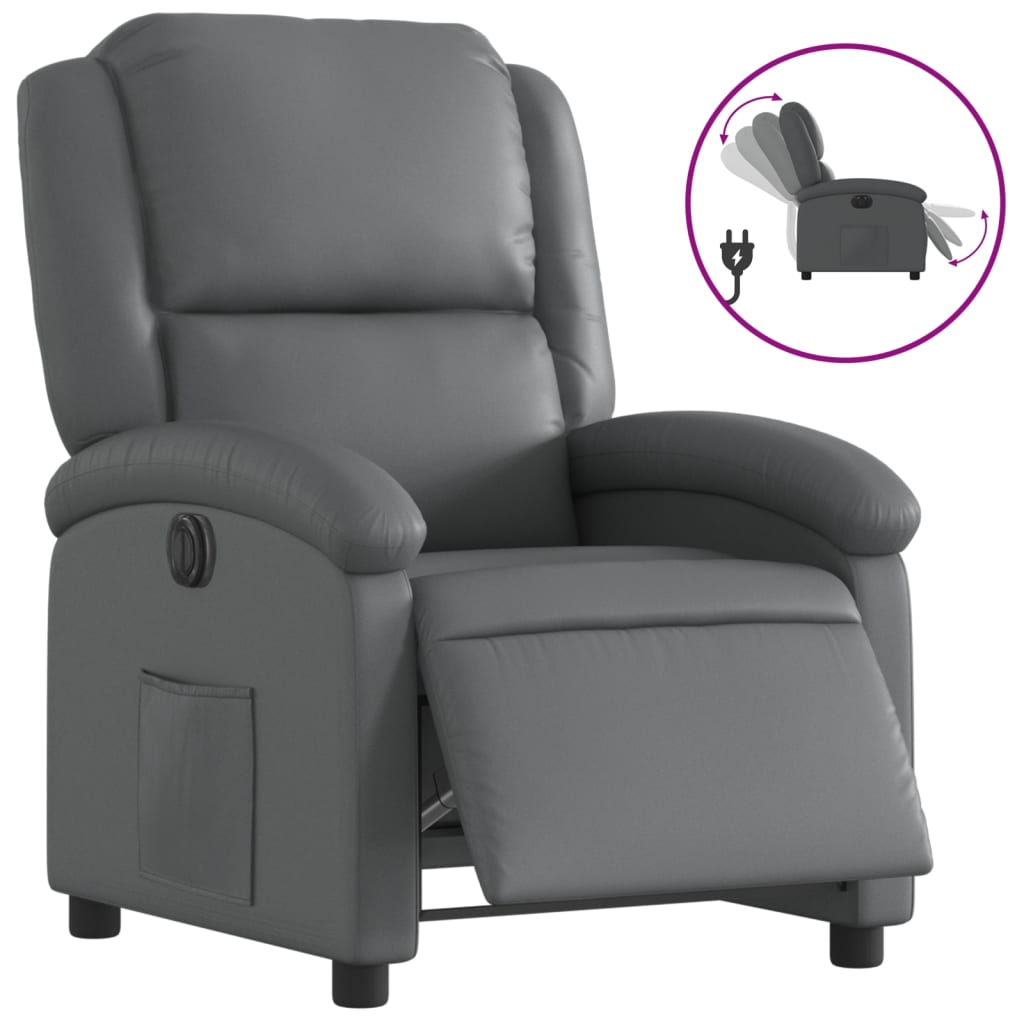 Fauteuil inclinable électrique en similicuir gris