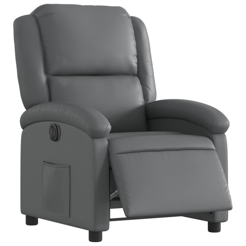 Fauteuil inclinable électrique en similicuir gris