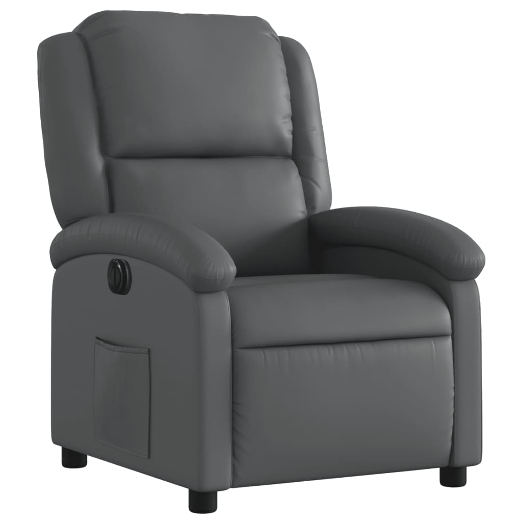 Fauteuil inclinable électrique en similicuir gris