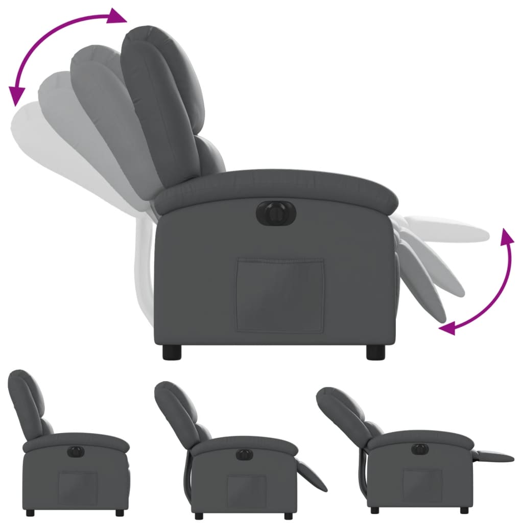 Fauteuil inclinable électrique en similicuir gris