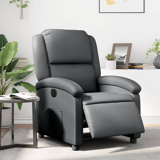 Fauteuil inclinable électrique en similicuir gris