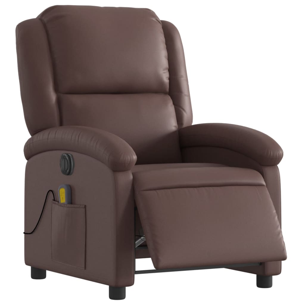Fauteuil de massage électrique en simili cuir marron
