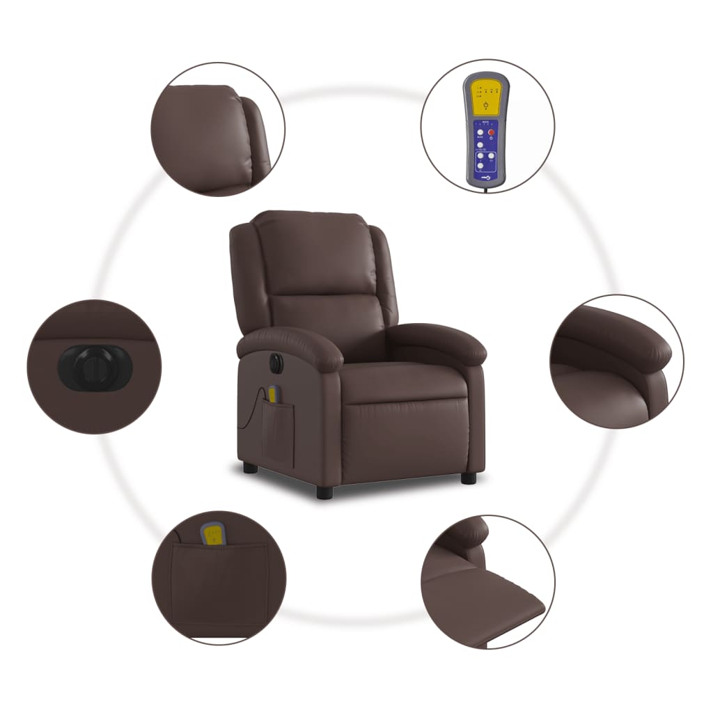 Fauteuil de massage électrique en simili cuir marron