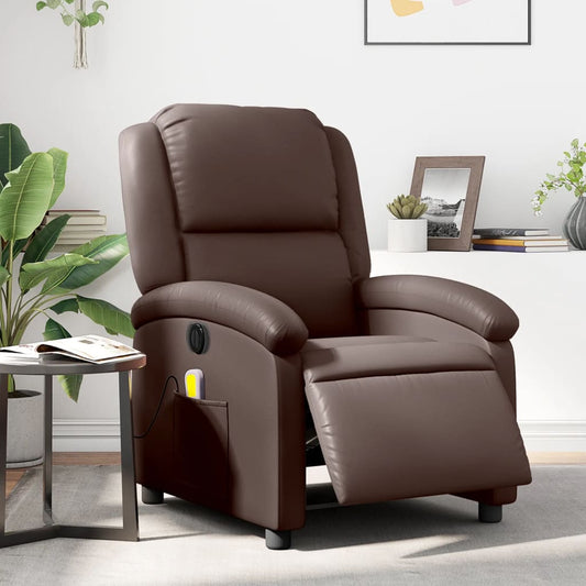 Fauteuil de massage électrique en simili cuir marron