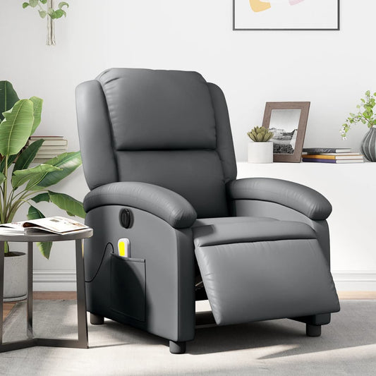 Fauteuil de massage électrique en similicuir gris